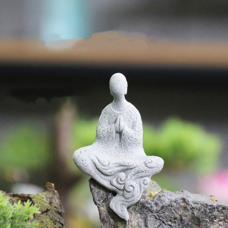 Buddha Stones Medytacja Budda Mnich Spokój Dekoracja Domu - Mały siedzący Budda 4,8*2,8*8 cm - image 14