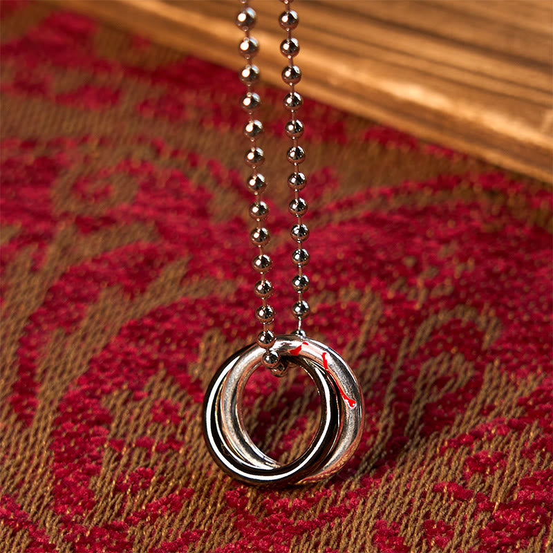 Buddha Stones Miedziany Qiankun Hoop Wielki Wóz Szczęście Naszyjnik Wisiorek