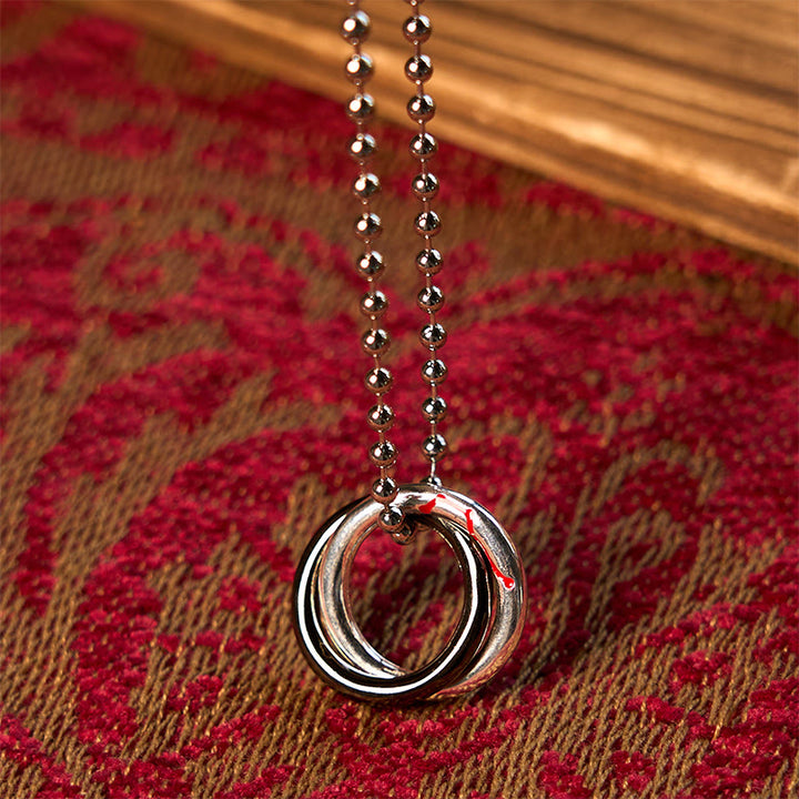 Buddha Stones Miedziany Qiankun Hoop Wielki Wóz Szczęście Naszyjnik Wisiorek
