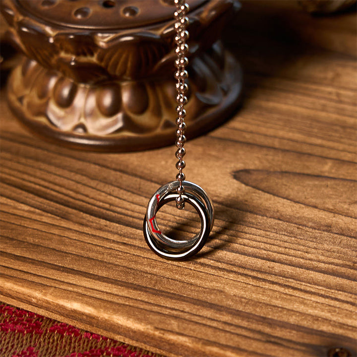 Buddha Stones Miedziany Qiankun Hoop Wielki Wóz Szczęście Naszyjnik Wisiorek