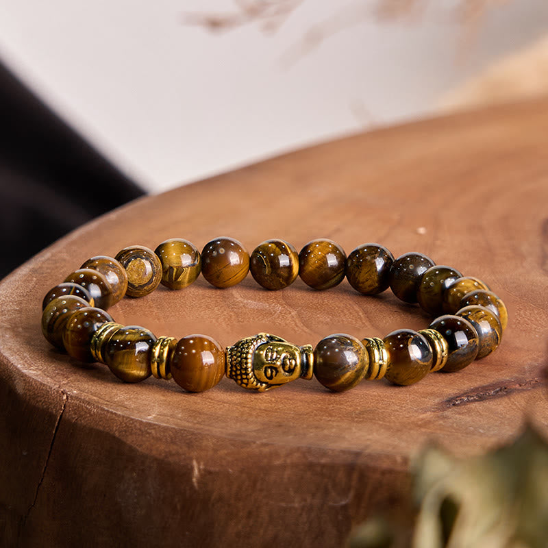 Buddha Stones Niebieski Zielony Czerwony Tygrysie Oko Głowa Buddy Bransoletka Równowaga