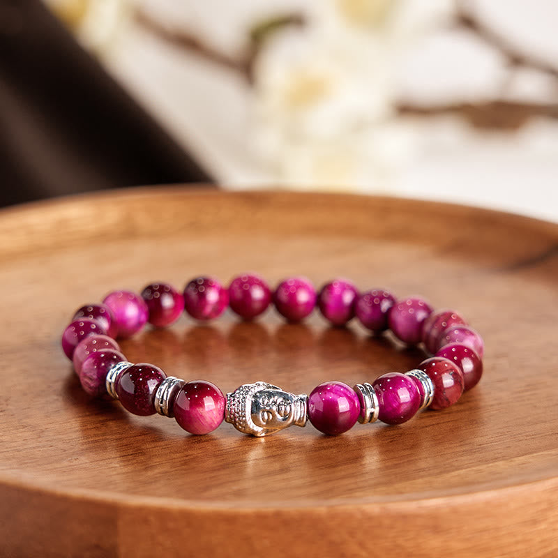 Buddha Stones Niebieski Zielony Czerwony Tygrysie Oko Głowa Buddy Bransoletka Równowaga