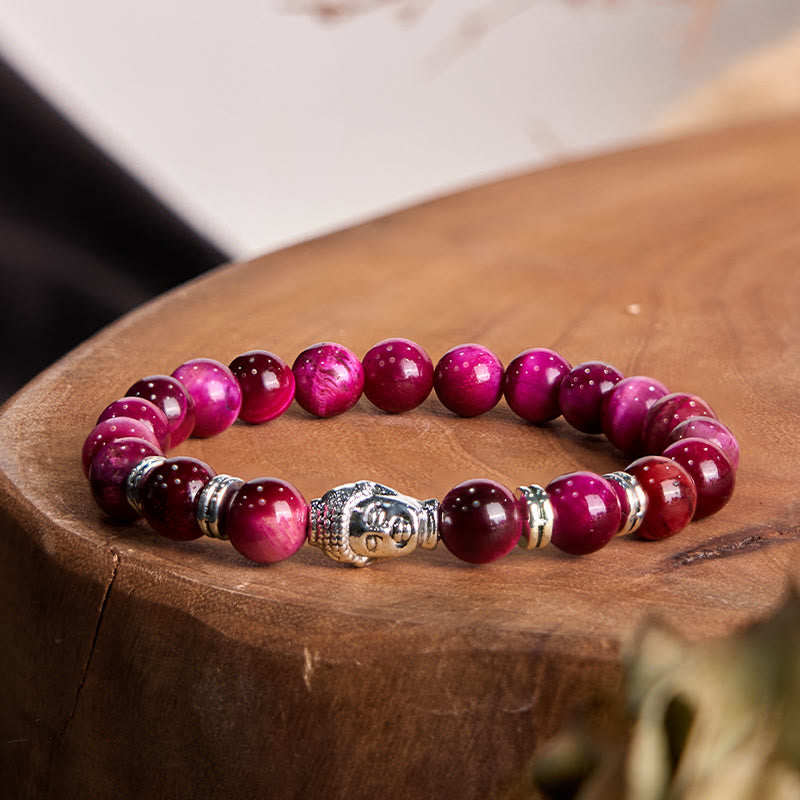 Buddha Stones Niebieski Zielony Czerwony Tygrysie Oko Głowa Buddy Bransoletka Równowaga
