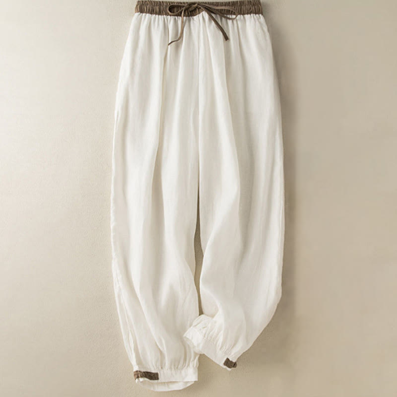 Spodnie haremowe damskie Buddha Stones Plain Cotton Drawstring z kieszeniami - image 8