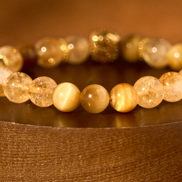 Bransoletka Buddha Stones Citrine Tiger Eye Red Agat Generosity