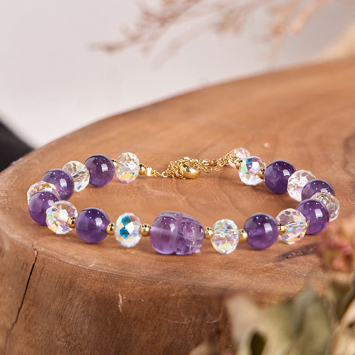Bransoletka z naturalnego ametystu PiXiu Crystal Balance z Buddha Stones