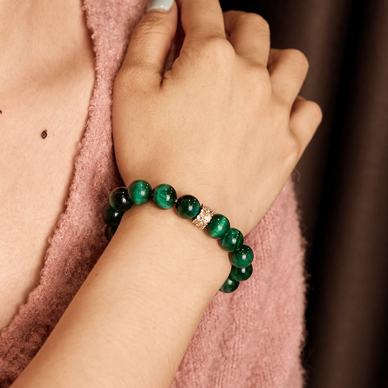 Bransoletka Buddha Stones Green Tiger Eye Positive