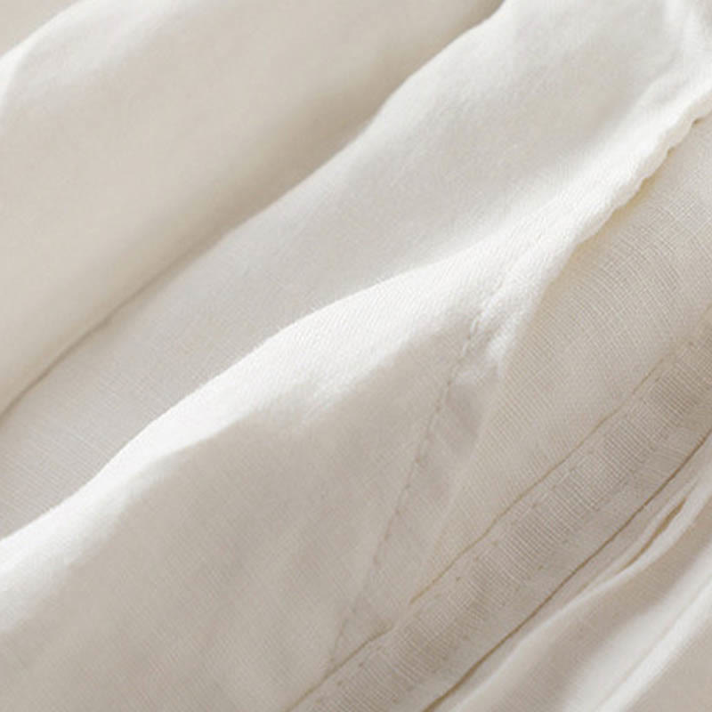 Spodnie damskie z szerokimi nogawkami Buddha Stones w jednolitym kolorze z zakładkami z boku, bawełniane i lniane, z kieszeniami - image 15