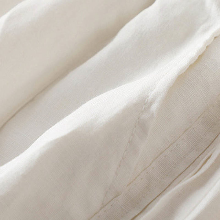 Spodnie damskie z szerokimi nogawkami Buddha Stones w jednolitym kolorze z zakładkami z boku, bawełniane i lniane, z kieszeniami - image 15