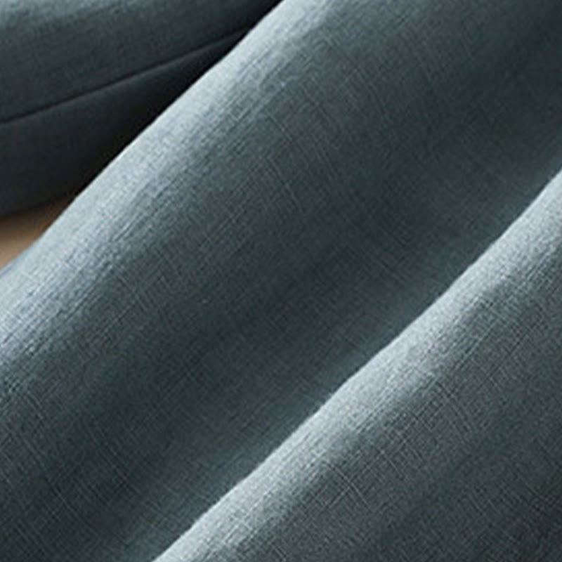 Spodnie damskie z szerokimi nogawkami Buddha Stones w jednolitym kolorze z zakładkami z boku, bawełniane i lniane, z kieszeniami - image 11