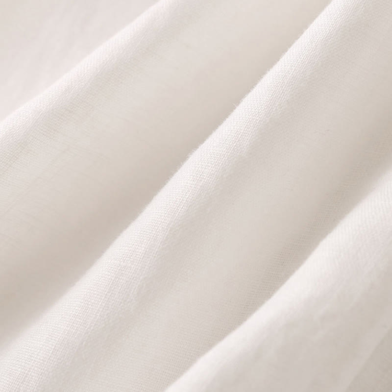 Spodnie damskie z szerokimi nogawkami Buddha Stones Casual Plain Color Lace-up Cotton Linen - image 33