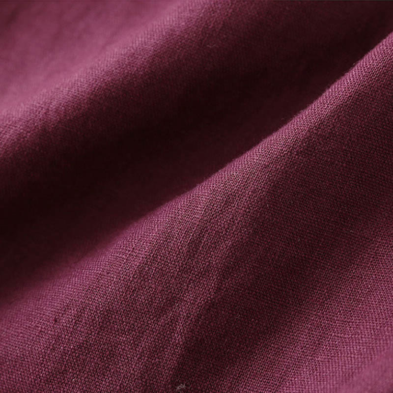 Spodnie damskie z szerokimi nogawkami Buddha Stones Casual Plain Color Lace-up Cotton Linen - image 18