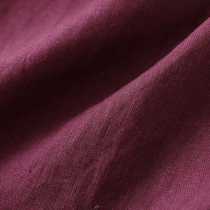 Spodnie damskie z szerokimi nogawkami Buddha Stones Casual Plain Color Lace-up Cotton Linen - image 18