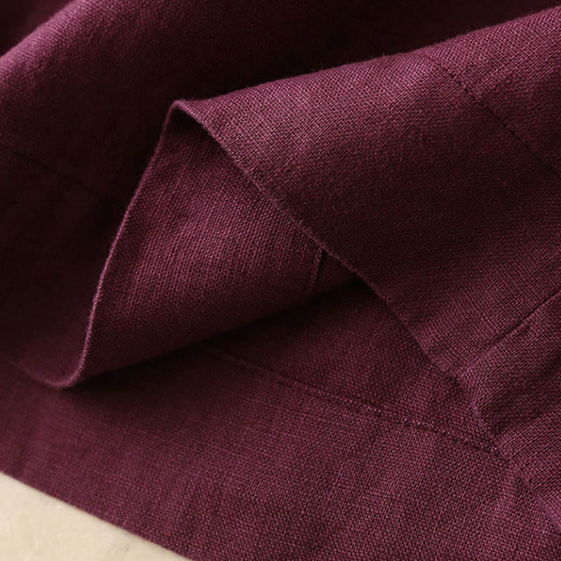 Spodnie damskie z szerokimi nogawkami Buddha Stones Casual Plain Color Lace-up Cotton Linen - image 19