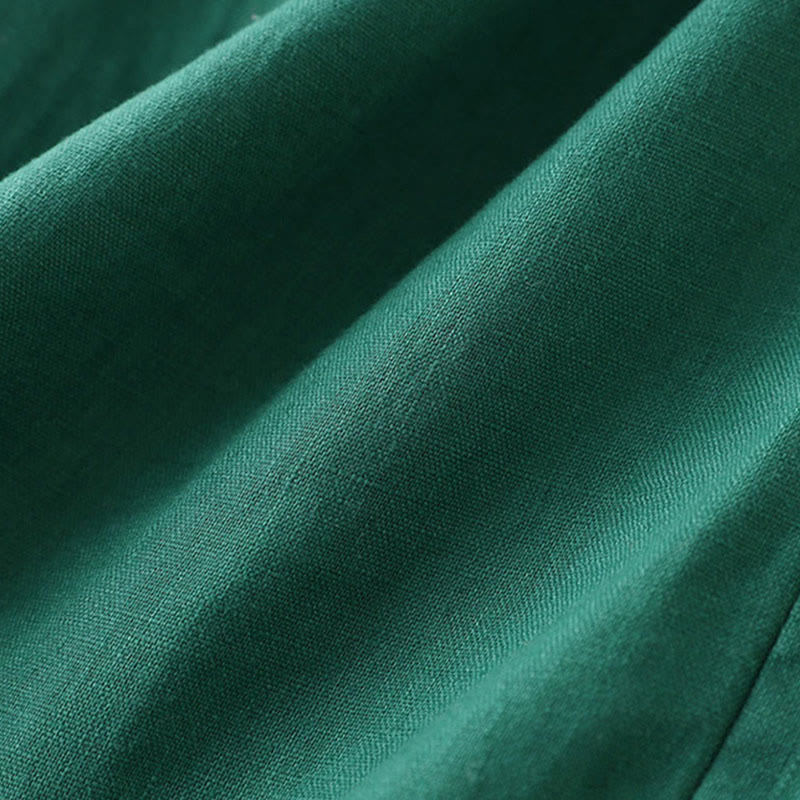 Spodnie damskie z szerokimi nogawkami Buddha Stones Casual Plain Color Lace-up Cotton Linen - image 12