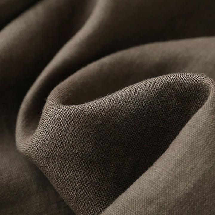 Spodnie damskie z szerokimi nogawkami Buddha Stones Casual Plain Color Lace-up Cotton Linen - image 28