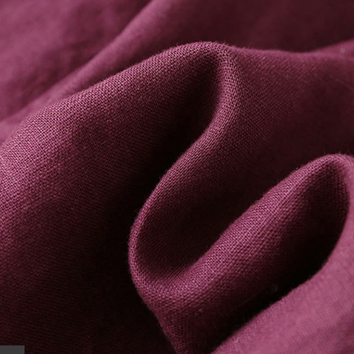 Spodnie damskie z szerokimi nogawkami Buddha Stones Casual Plain Color Lace-up Cotton Linen - image 20