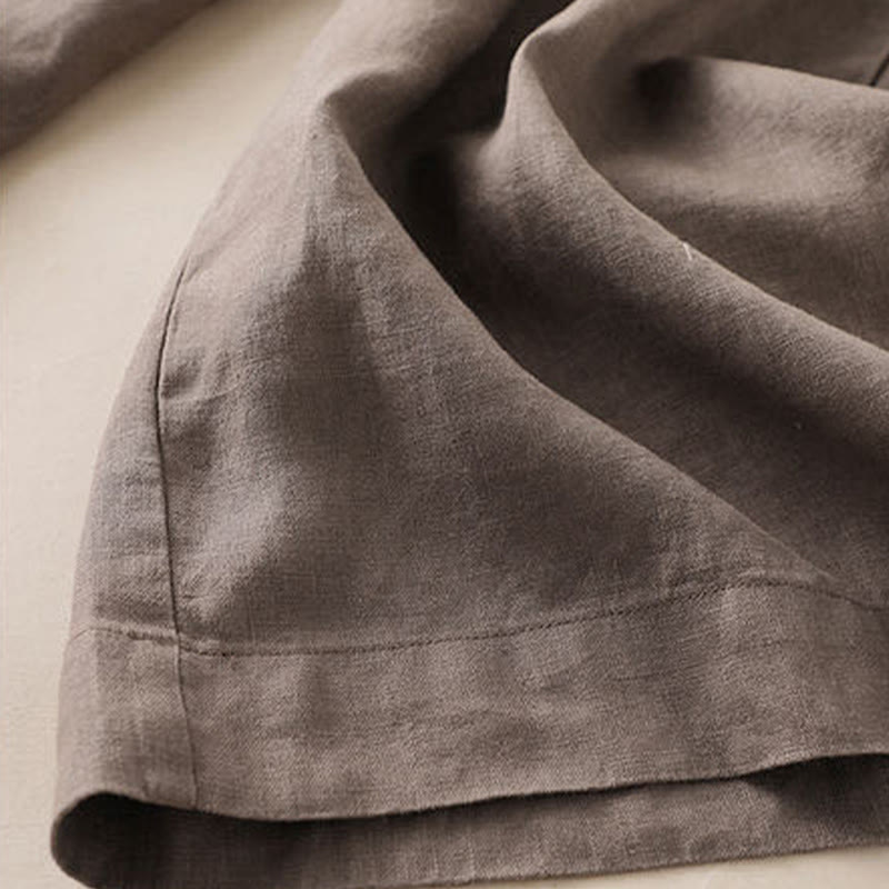 Spodnie damskie z szerokimi nogawkami Buddha Stones Casual Plain Color Lace-up Cotton Linen - image 4