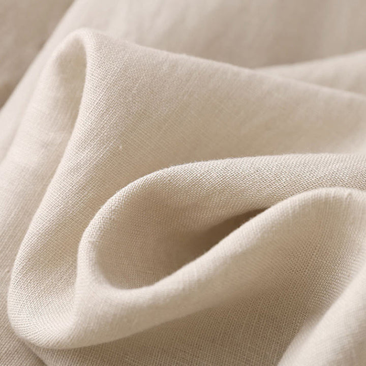 Spodnie damskie z szerokimi nogawkami Buddha Stones Casual Plain Color Lace-up Cotton Linen - image 25