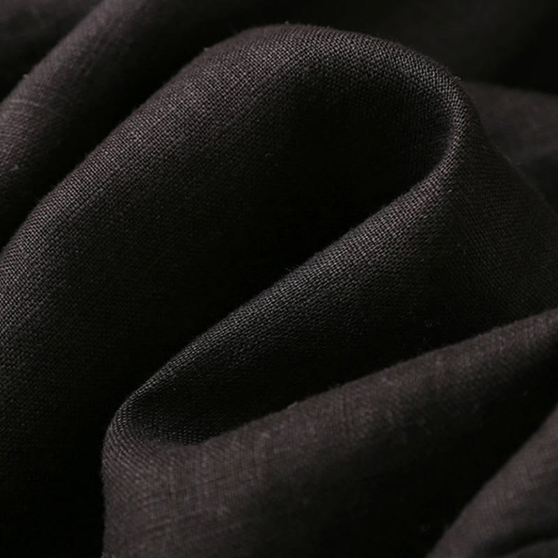 Spodnie damskie z szerokimi nogawkami Buddha Stones Casual Plain Color Lace-up Cotton Linen - image 37