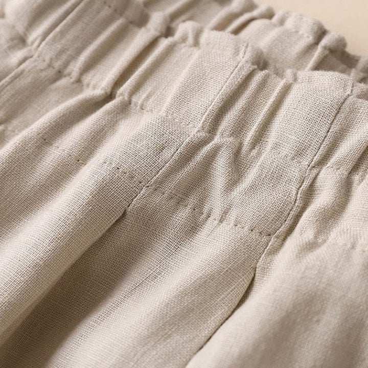 Spodnie damskie z szerokimi nogawkami Buddha Stones Casual Plain Color Lace-up Cotton Linen - image 24