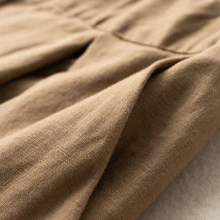 Buddha Stones Casual Jednokolorowe Guziki Zamek Błyskawiczny Bawełna Lniane Damskie Szorty Z Kieszeniami - image 6