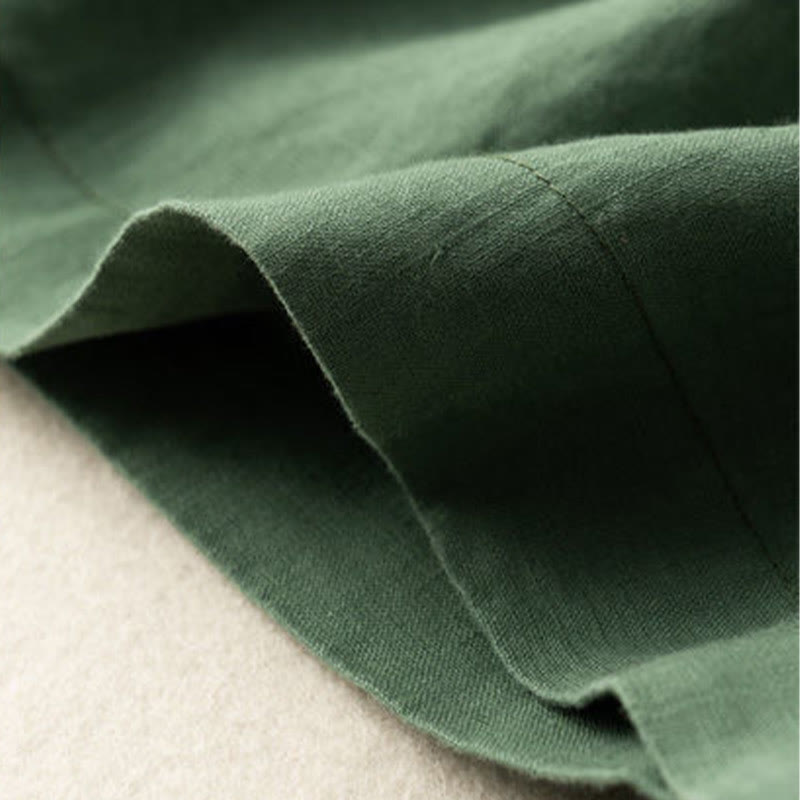 Buddha Stones Casual Jednokolorowe Guziki Zamek Błyskawiczny Bawełna Lniane Damskie Szorty Z Kieszeniami - image 11