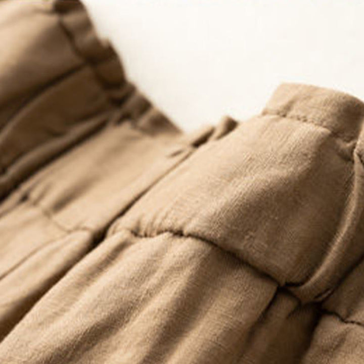 Buddha Stones Casual Jednokolorowe Guziki Zamek Błyskawiczny Bawełna Lniane Damskie Szorty Z Kieszeniami - image 15