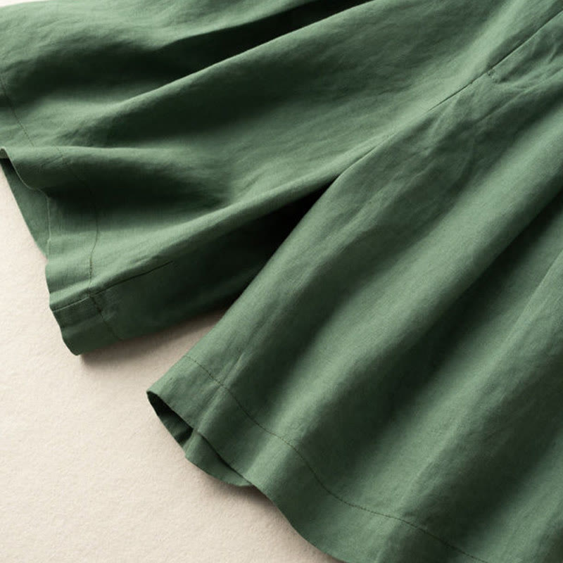 Buddha Stones Casual Jednokolorowe Guziki Zamek Błyskawiczny Bawełna Lniane Damskie Szorty Z Kieszeniami - image 10