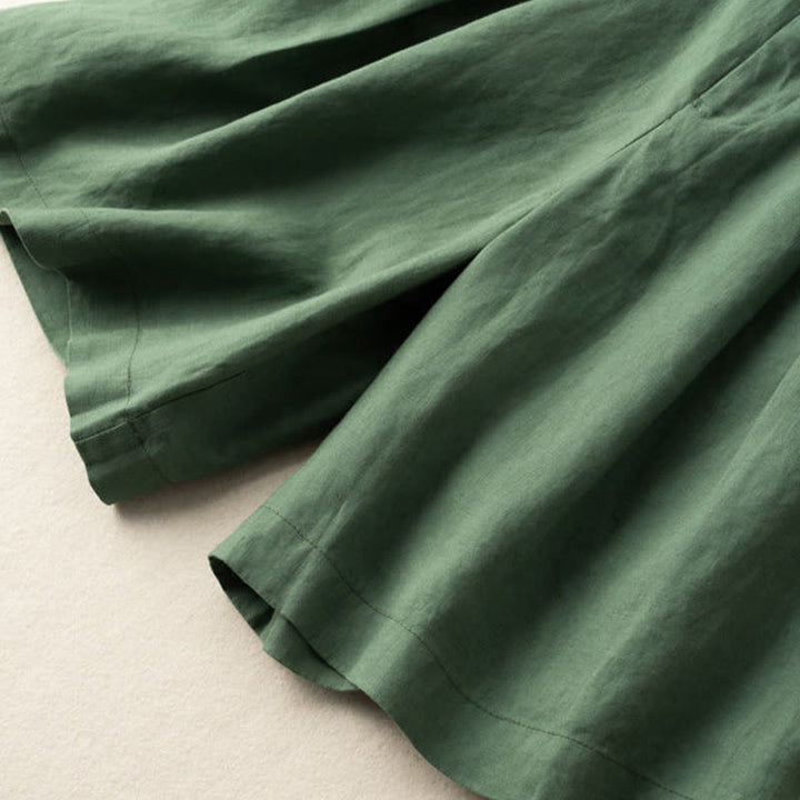 Buddha Stones Casual Jednokolorowe Guziki Zamek Błyskawiczny Bawełna Lniane Damskie Szorty Z Kieszeniami - image 10