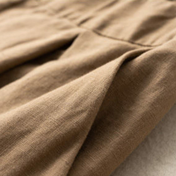 Buddha Stones Casual Jednokolorowe Guziki Zamek Błyskawiczny Bawełna Lniane Damskie Szorty Z Kieszeniami - image 14