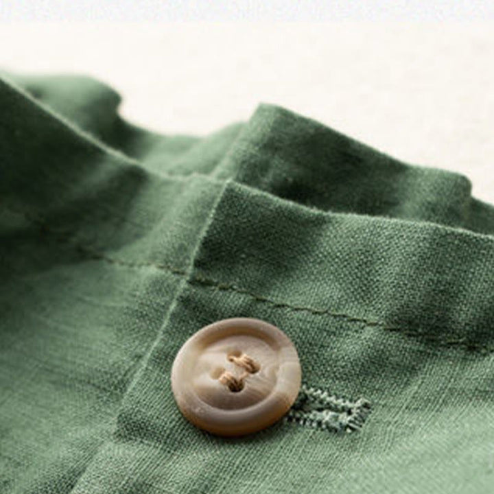 Buddha Stones Casual Jednokolorowe Guziki Zamek Błyskawiczny Bawełna Lniane Damskie Szorty Z Kieszeniami - image 9