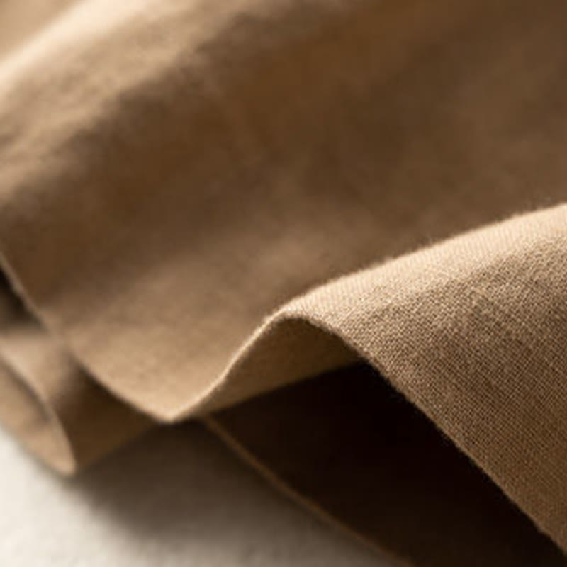 Buddha Stones Casual Jednokolorowe Guziki Zamek Błyskawiczny Bawełna Lniane Damskie Szorty Z Kieszeniami - image 18