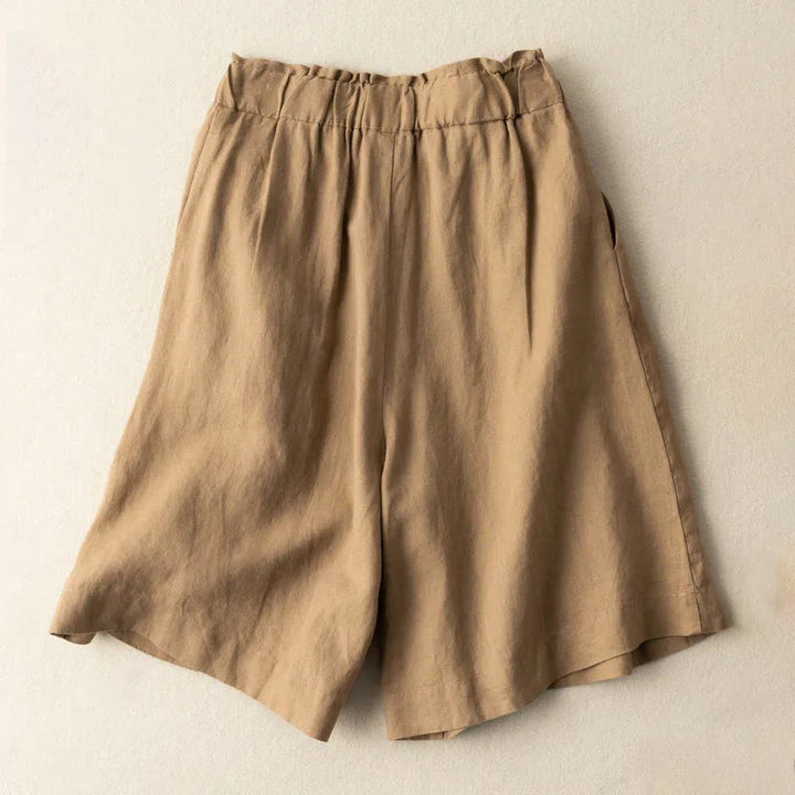 Buddha Stones Casual Jednokolorowe Guziki Zamek Błyskawiczny Bawełna Lniane Damskie Szorty Z Kieszeniami - Nawłoć - US12, UK/AU16, EU44 (3XL) - image 12