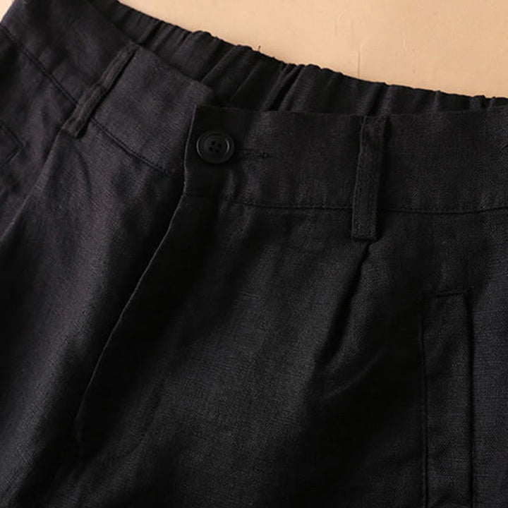 Buddha Stones Jednokolorowe, guziki, zamek błyskawiczny, bawełniane, damskie szorty z kieszeniami - image 25