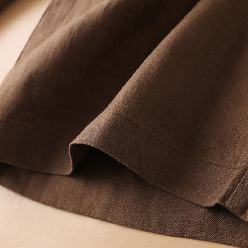 Buddha Stones Jednokolorowe, guziki, zamek błyskawiczny, bawełniane, damskie szorty z kieszeniami - image 3