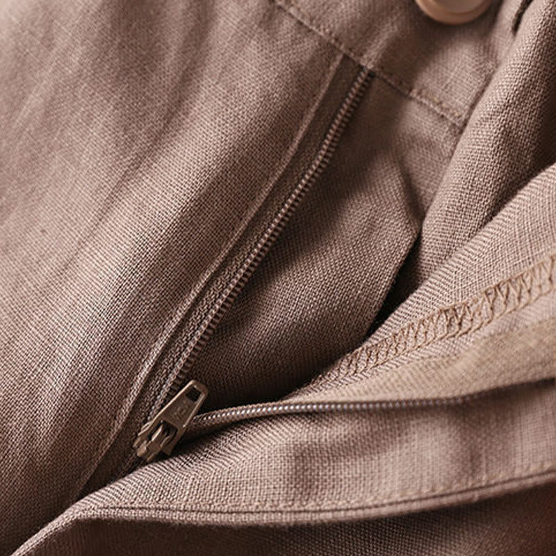 Buddha Stones Jednokolorowe, guziki, zamek błyskawiczny, bawełniane, damskie szorty z kieszeniami - image 18