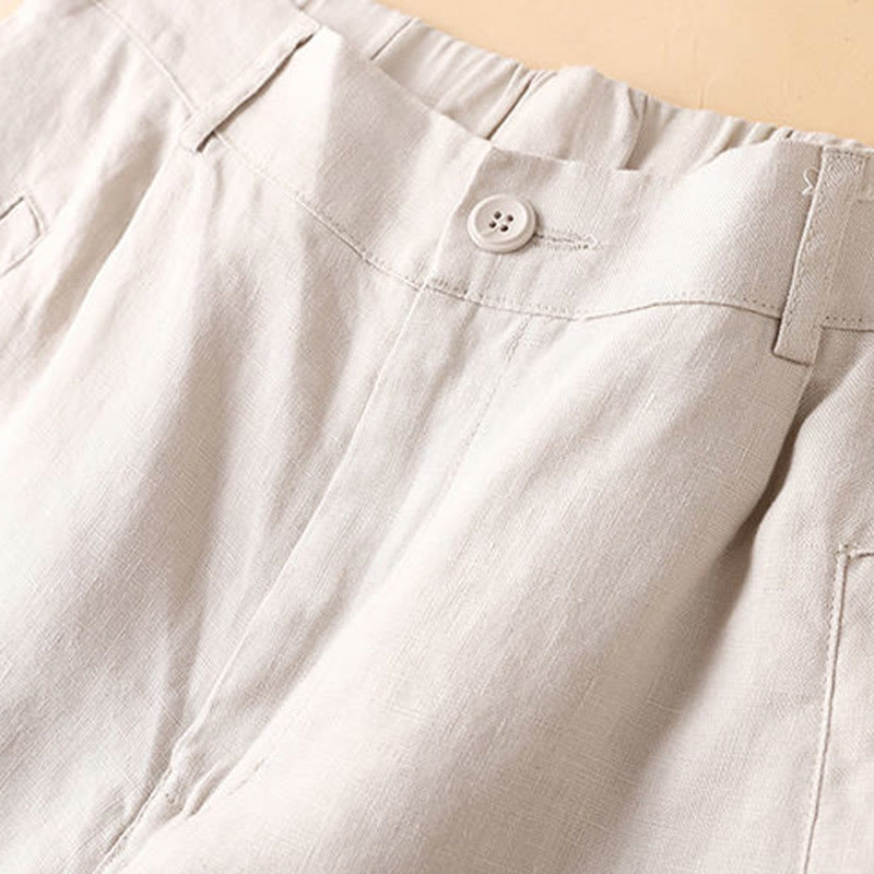 Buddha Stones Jednokolorowe, guziki, zamek błyskawiczny, bawełniane, damskie szorty z kieszeniami - image 10