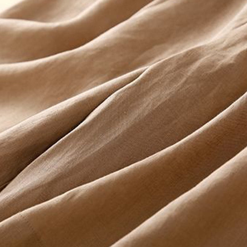 Buddha Stones Jednokolorowe Plisowane Zamki Błyskawiczne Guziki Bawełniane Lniane Damskie Szorty Z Kieszeniami - image 6