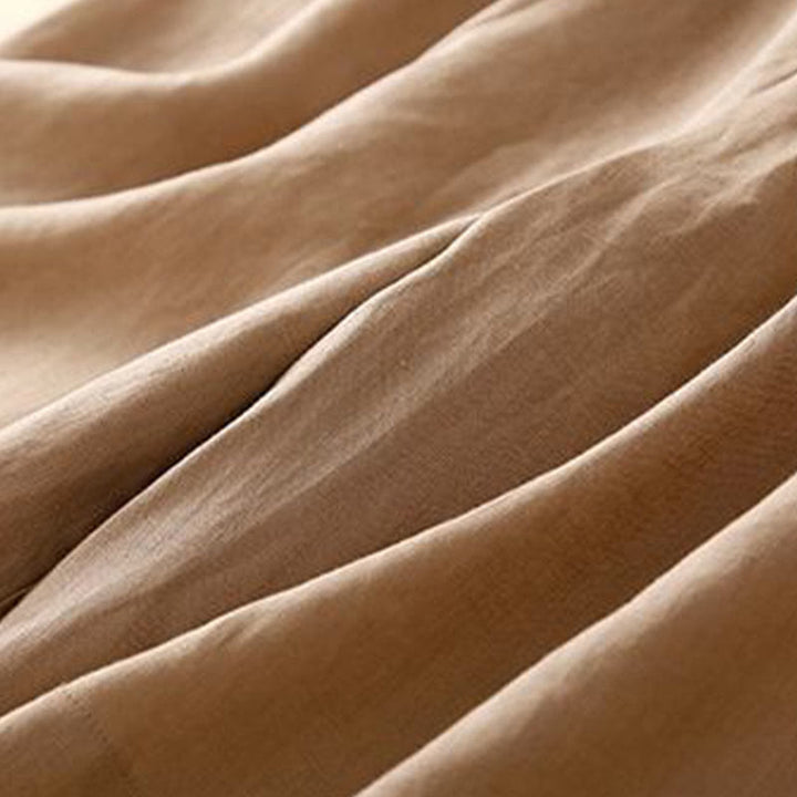 Buddha Stones Jednokolorowe Plisowane Zamki Błyskawiczne Guziki Bawełniane Lniane Damskie Szorty Z Kieszeniami - image 6