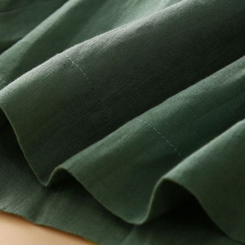 Buddha Stones Jednokolorowe Plisowane Zamki Błyskawiczne Guziki Bawełniane Lniane Damskie Szorty Z Kieszeniami - image 22