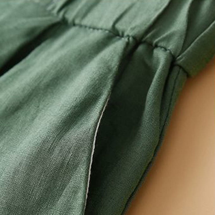 Buddha Stones Jednokolorowe Plisowane Zamki Błyskawiczne Guziki Bawełniane Lniane Damskie Szorty Z Kieszeniami - image 17