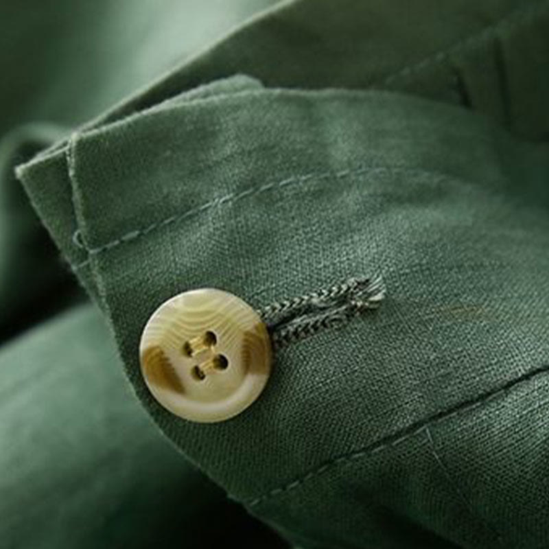 Buddha Stones Jednokolorowe Plisowane Zamki Błyskawiczne Guziki Bawełniane Lniane Damskie Szorty Z Kieszeniami - image 18