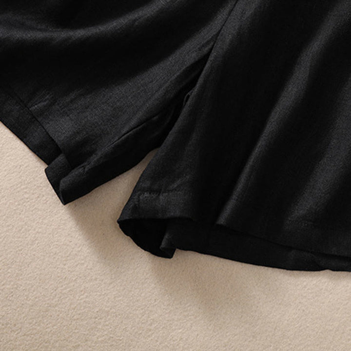 Buddha Stones Jednolity kolor Kontrastowy kolor Pas Sznurowane Damskie szorty Bawełniane Lniane Z Kieszeniami - image 12