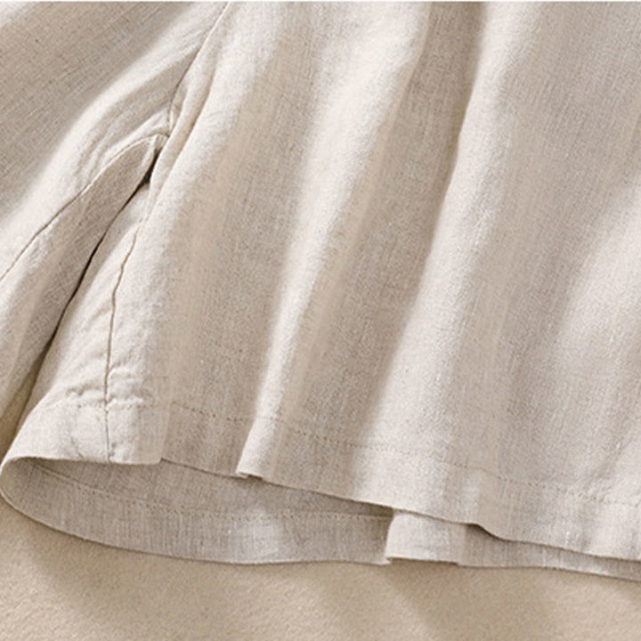 Buddha Stones Jednolity kolor Kontrastowy kolor Pas Sznurowane Damskie szorty Bawełniane Lniane Z Kieszeniami - image 7