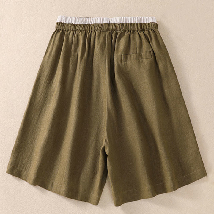 Buddha Stones Jednolity kolor Kontrastowy kolor Pas Sznurowane Damskie szorty Bawełniane Lniane Z Kieszeniami - image 14