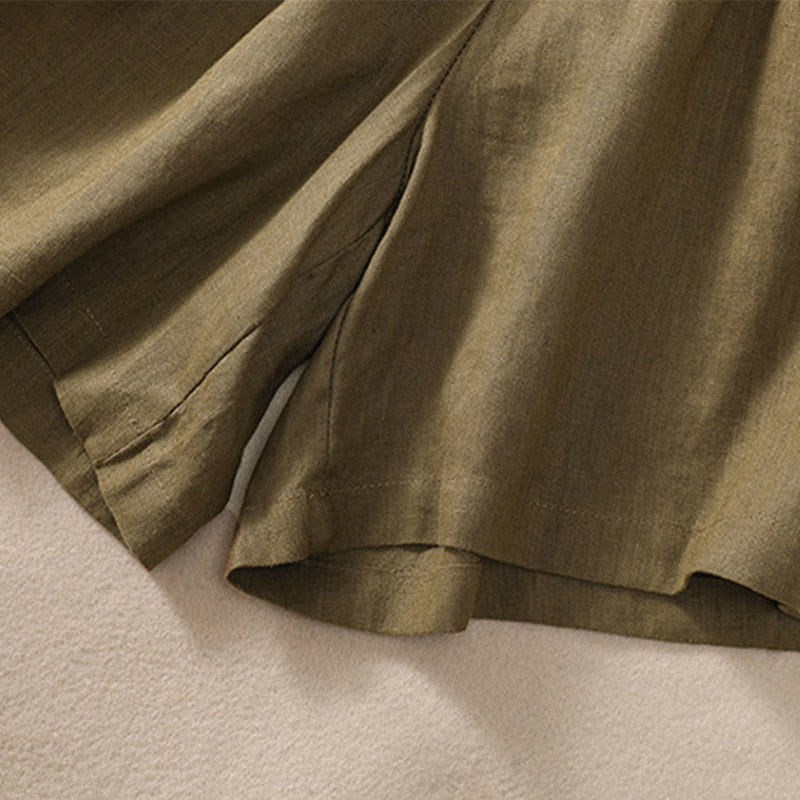 Buddha Stones Jednolity kolor Kontrastowy kolor Pas Sznurowane Damskie szorty Bawełniane Lniane Z Kieszeniami - image 16