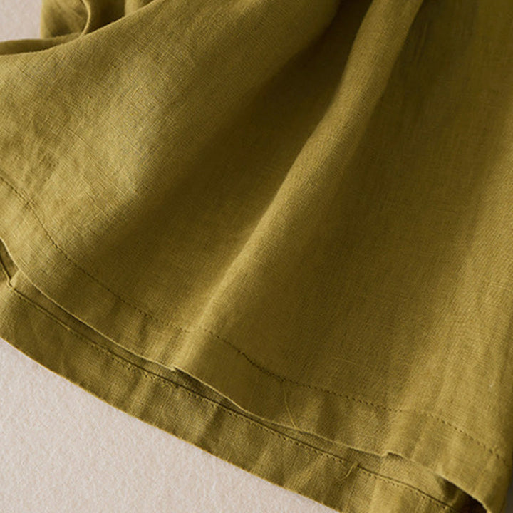 Szorty damskie Buddha Stones Casual Solid Plain Color Cotton Linen z kieszeniami