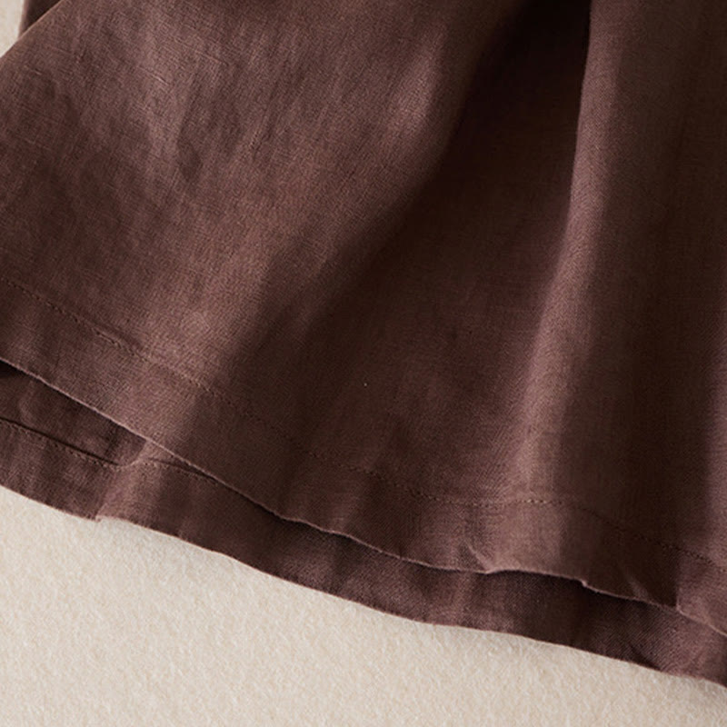Szorty damskie Buddha Stones Casual Solid Plain Color Cotton Linen z kieszeniami