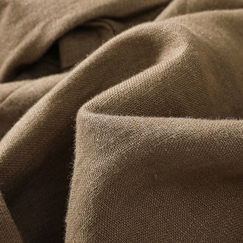 Buddha Stones Casual Jednokolorowe Podwinięte Mankiety Pasek Bawełniano-lniane Damskie Szorty Z Kieszeniami - image 6